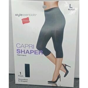 Hanes (1) Pair Style Essentials Capri Shaper Garment Black Size Large #639648